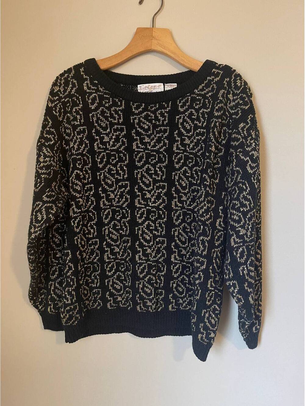 Vintage 90s METALLIC Gold & Black SWEATER medium [COPY]